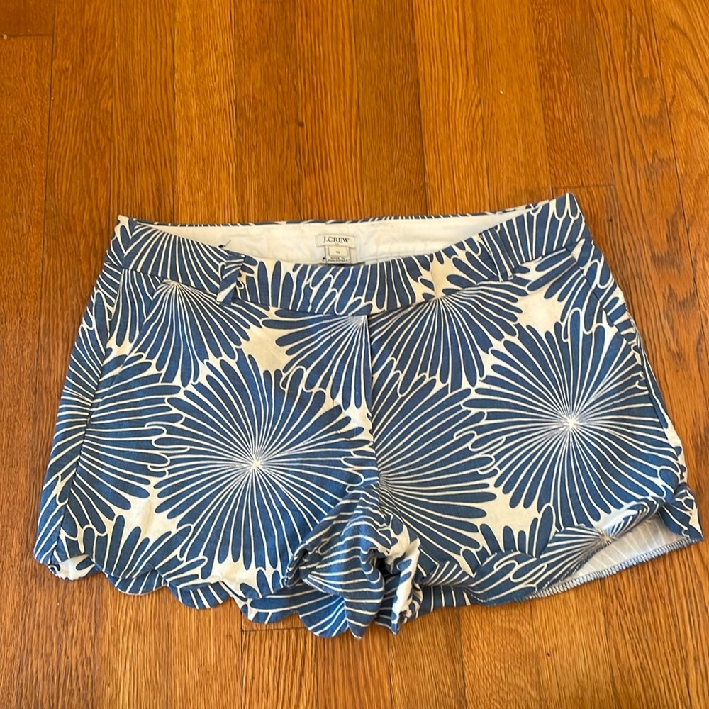 J Crew blue patterned linen shorts
